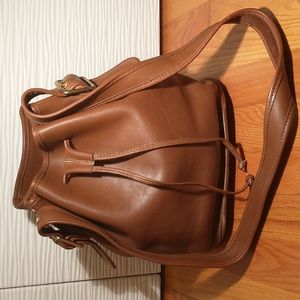 Vintage Coach Leather Drawstring Bag Shoulder Handbag Brown Model 9952